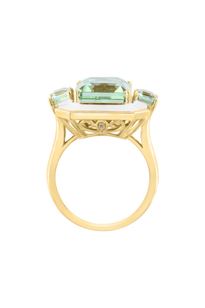 14K Yellow Gold Diamond Prasiolite Ring - 0.01 ctw., Alternate, color, GREEN