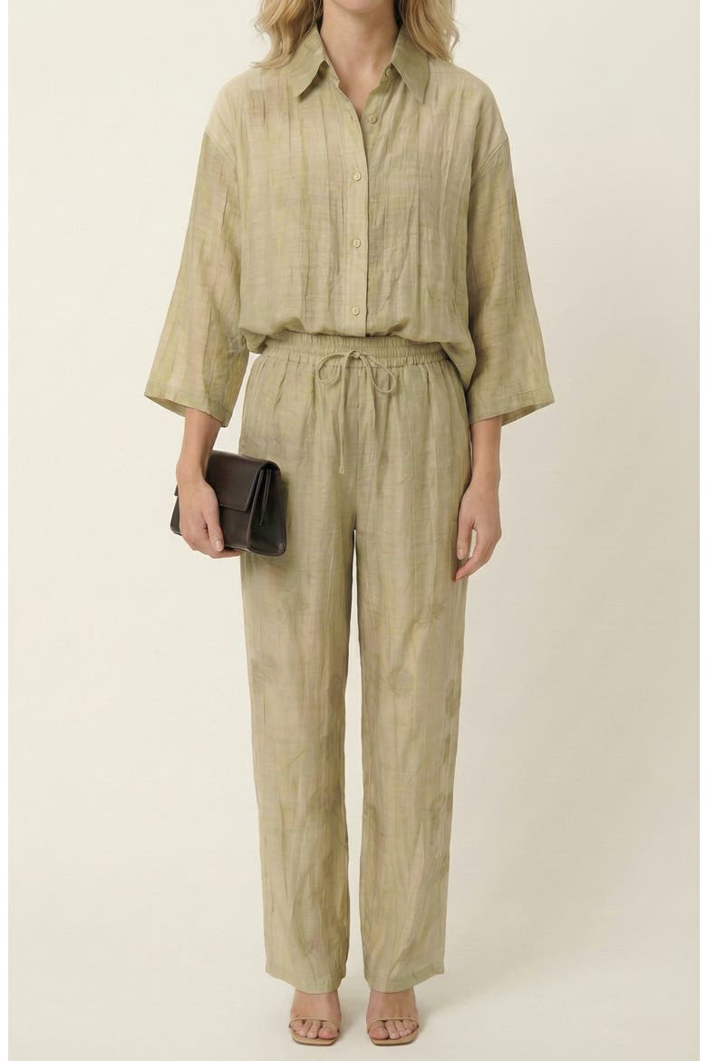 Relaxed Button Front Shirt & Drawstring Pants Set, Alternate, color, Pale Green