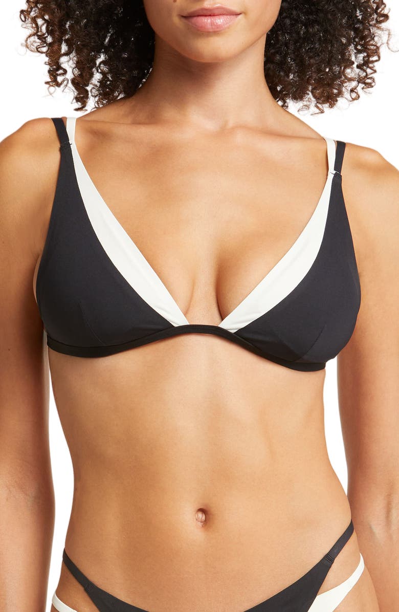 LSPACE Finneas Contrast Trim Bikini Top, Main, color, Black/ Cream