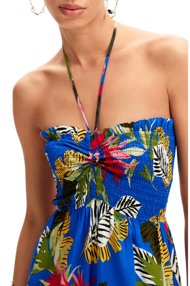Tropical Halter Neck Jumpsuit, Alternate, color, BLUE