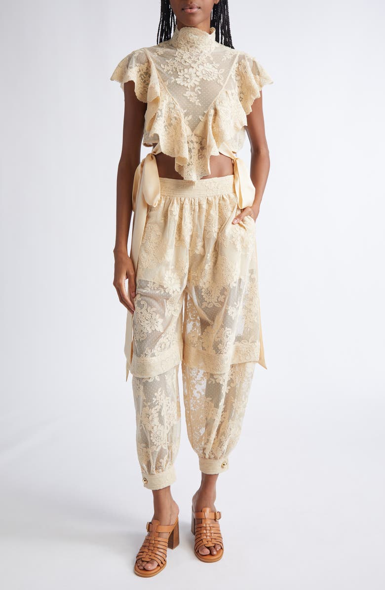 Zimmermann Hypnotic Lace Harem Pants, Alternate, color, Cream