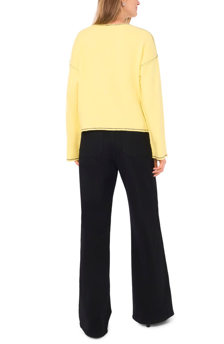 Vince Camuto Contrast Detail V-Neck Sweater, Alternate, color, Yellow Pear