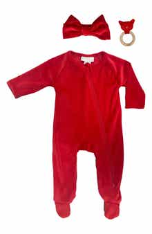 Stretchy Velvet 3-Piece Footie Set