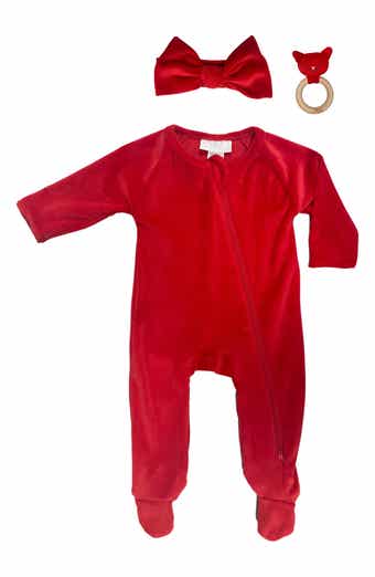 Stretchy Velvet 3-Piece Footie Set