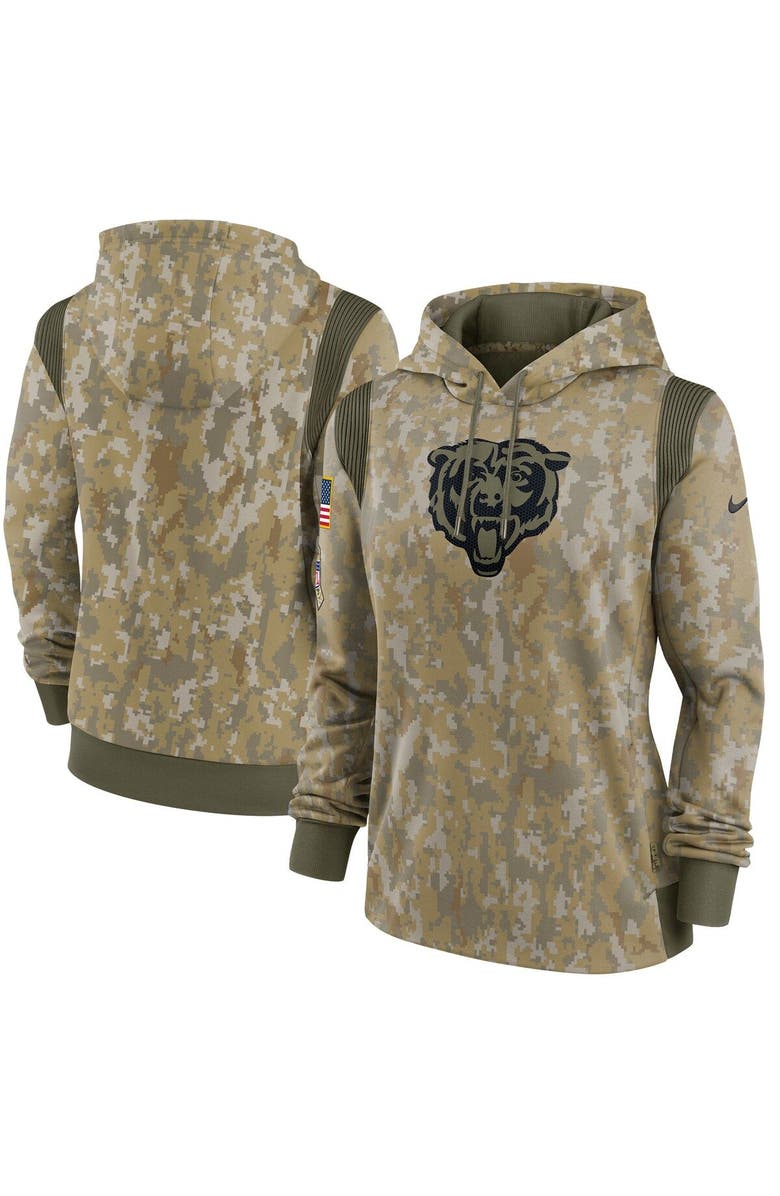 Nike Women's Nike Olive Chicago Bears 2021 Salute To Service Therma Performance Pullover Hoodie, Main, color,