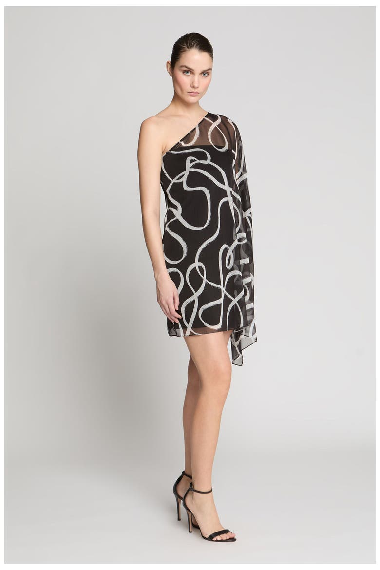 Chiffon Caftan Mini, Alternate, color, Black Ribbon