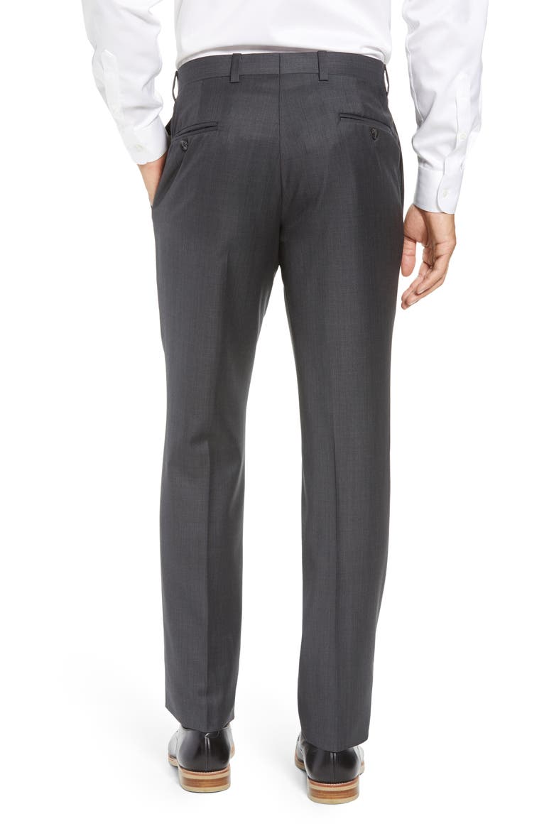 Jefferson Flat Front Wool Dress Pants, Alternate, color, MID GREY
