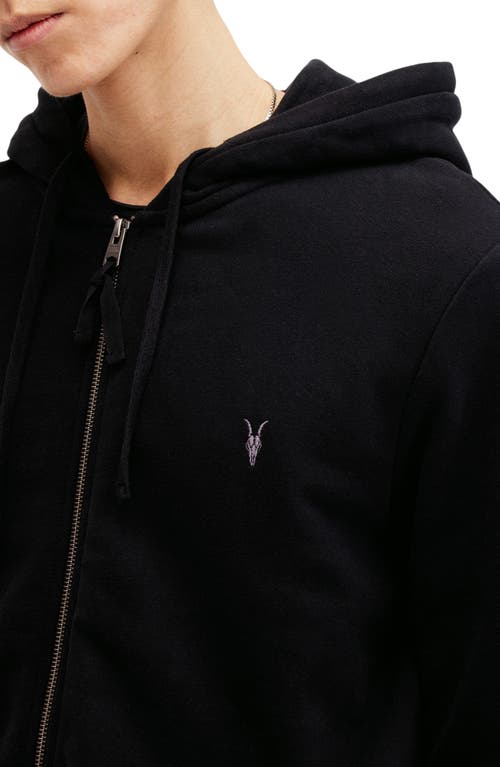 Allsaints Mens Black Raven Slim-fit Cotton-fleece Hoody