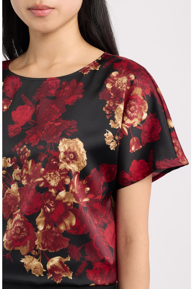 Bateau Neck Short Sleeve Top, Alternate, color, TITIAN RED MULTI