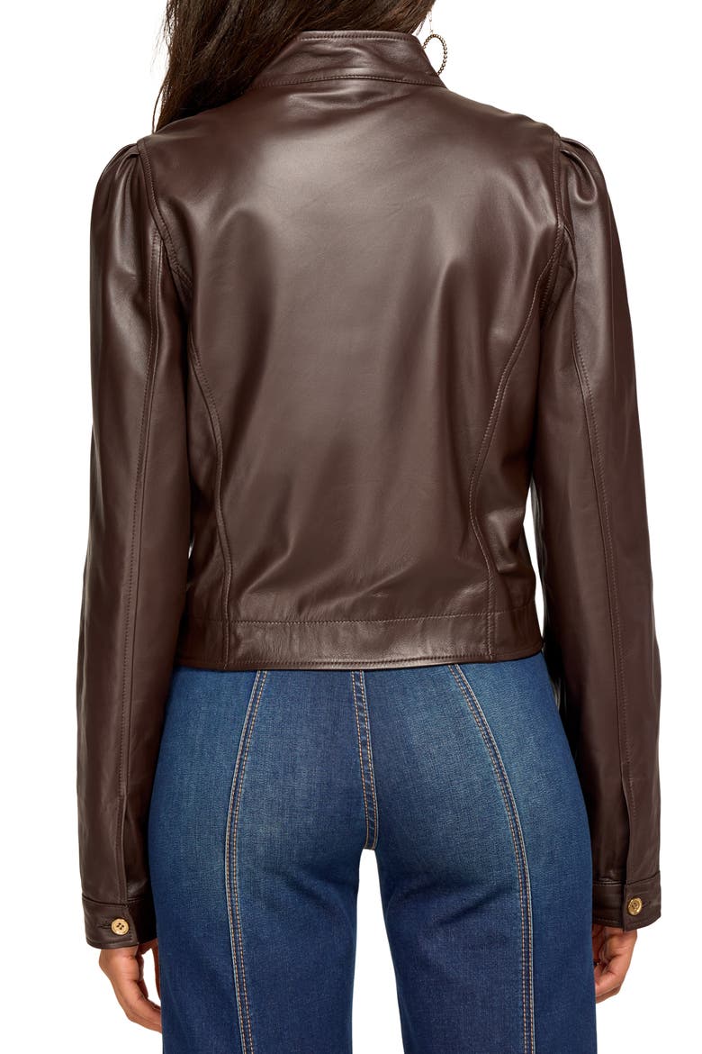Elsa Leather Jacket, Alternate, color, HERITAGE BROWN