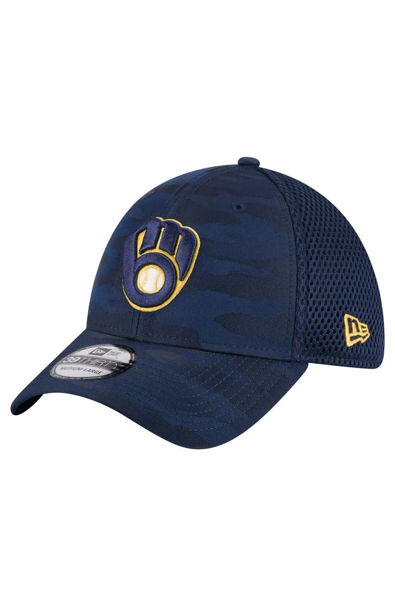 New Era Men's New Era Navy Milwaukee Brewers Subtle Camo 39THIRTY Flex Hat, Main, color, Navy