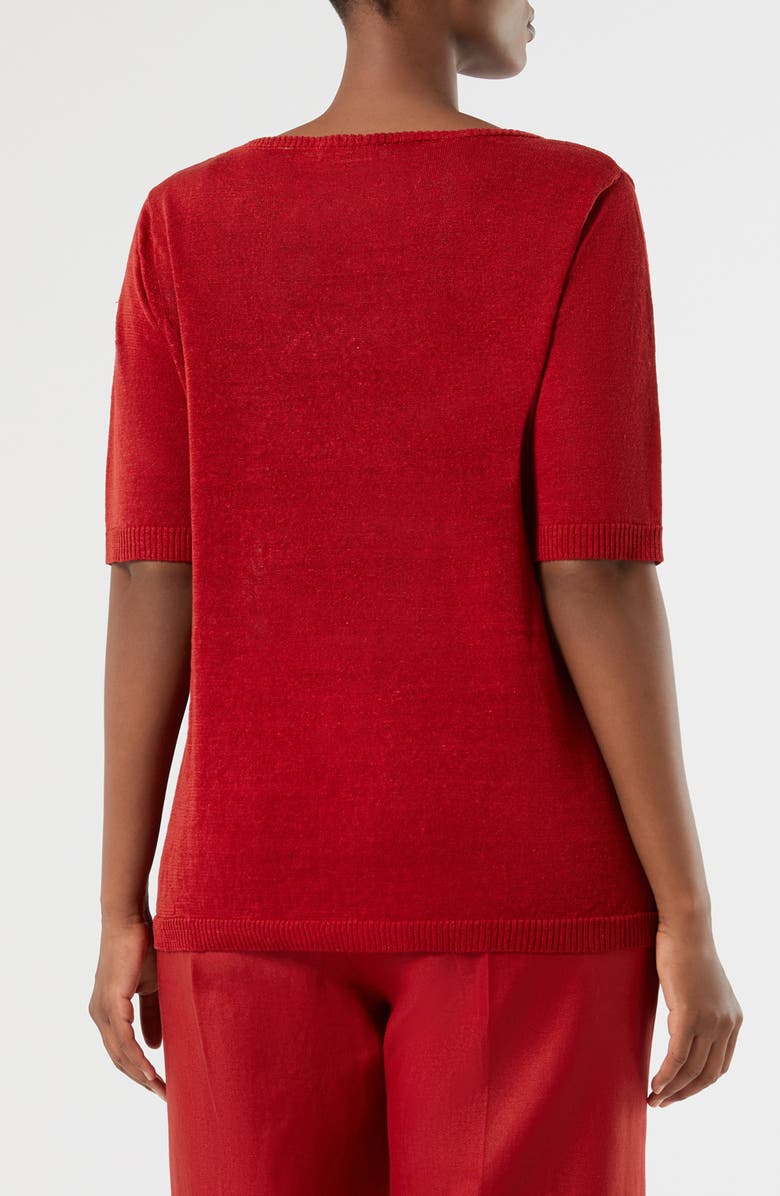 Marina Rinaldi Short Sleeve Linen Blend Sweater, Alternate, color, Cherry
