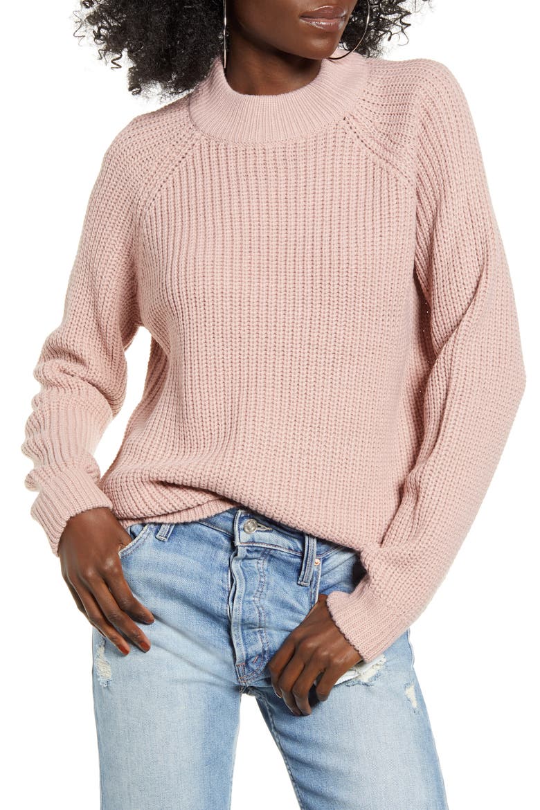 Mock Neck Shaker Sweater, Main, color, PALE MAUVE