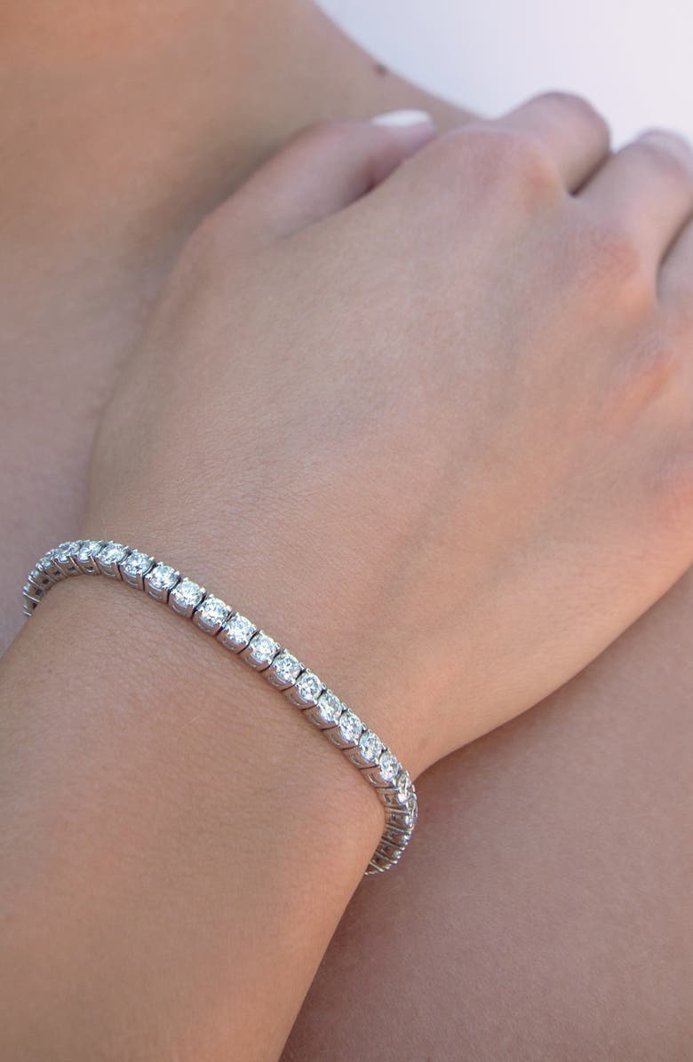 HauteCarat Round Cut Lab Grown Diamond Tennis Bracelet, Alternate, color, White Gold