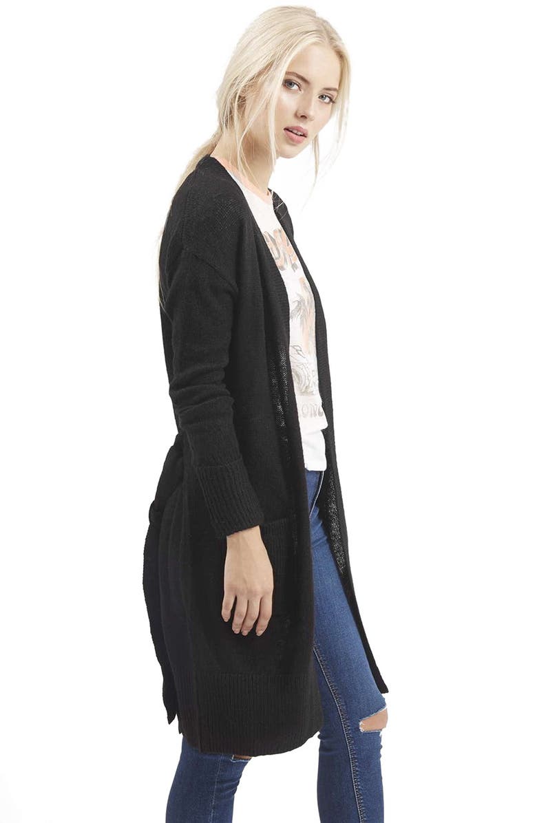 Topshop 'Lulu' Belted Longline Cardigan, Alternate, color,