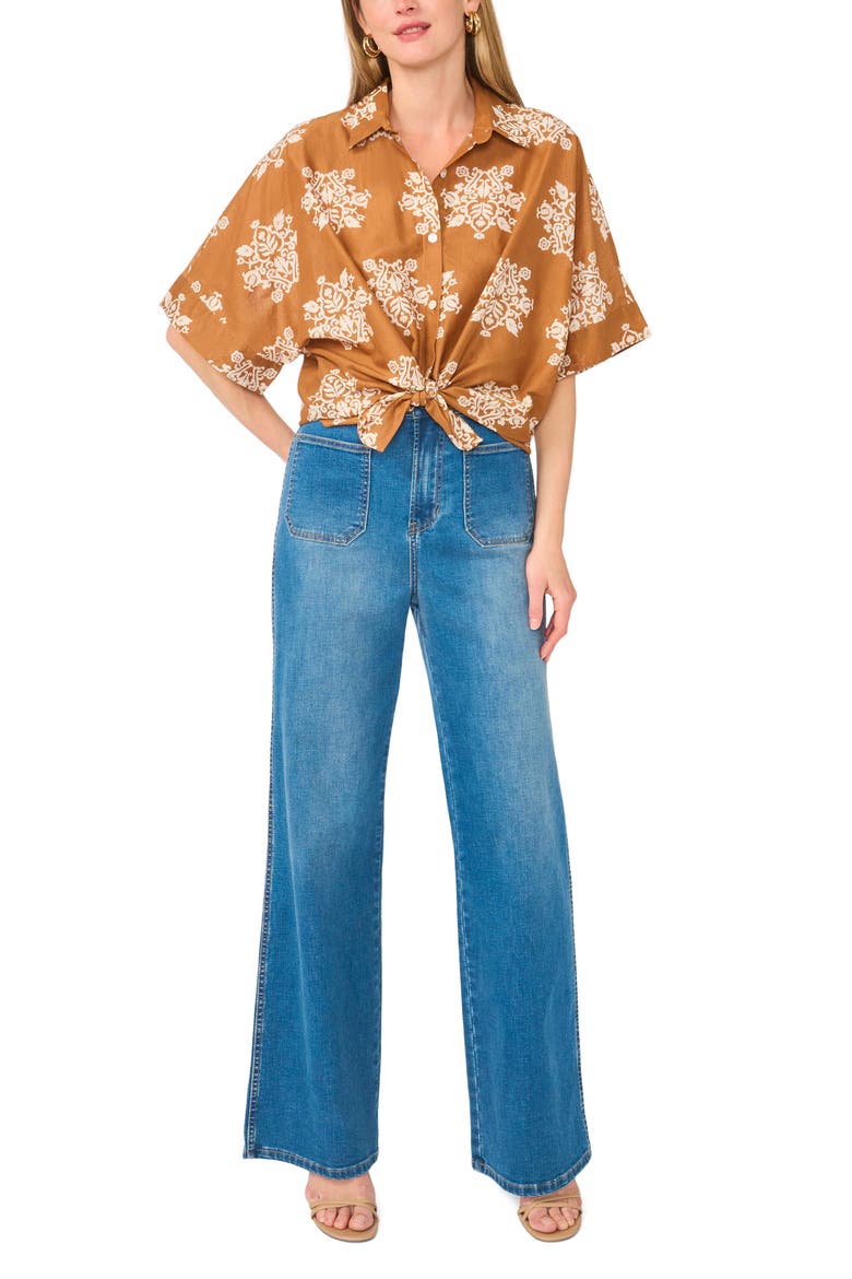 Tie Front Shirt, Alternate, color, ROOT BROWN