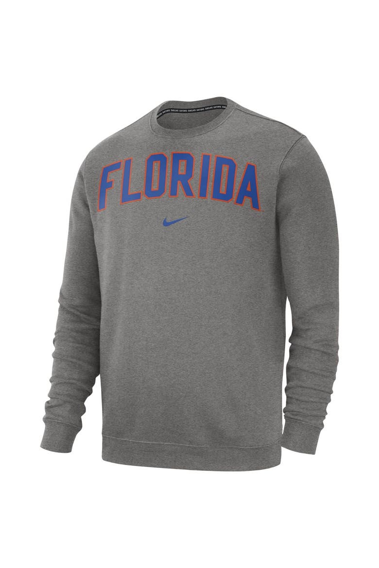 Men's Nike Heather Gray Florida Gators Club Fleece Sweatshirt, Alternate, color, Heather Gray
