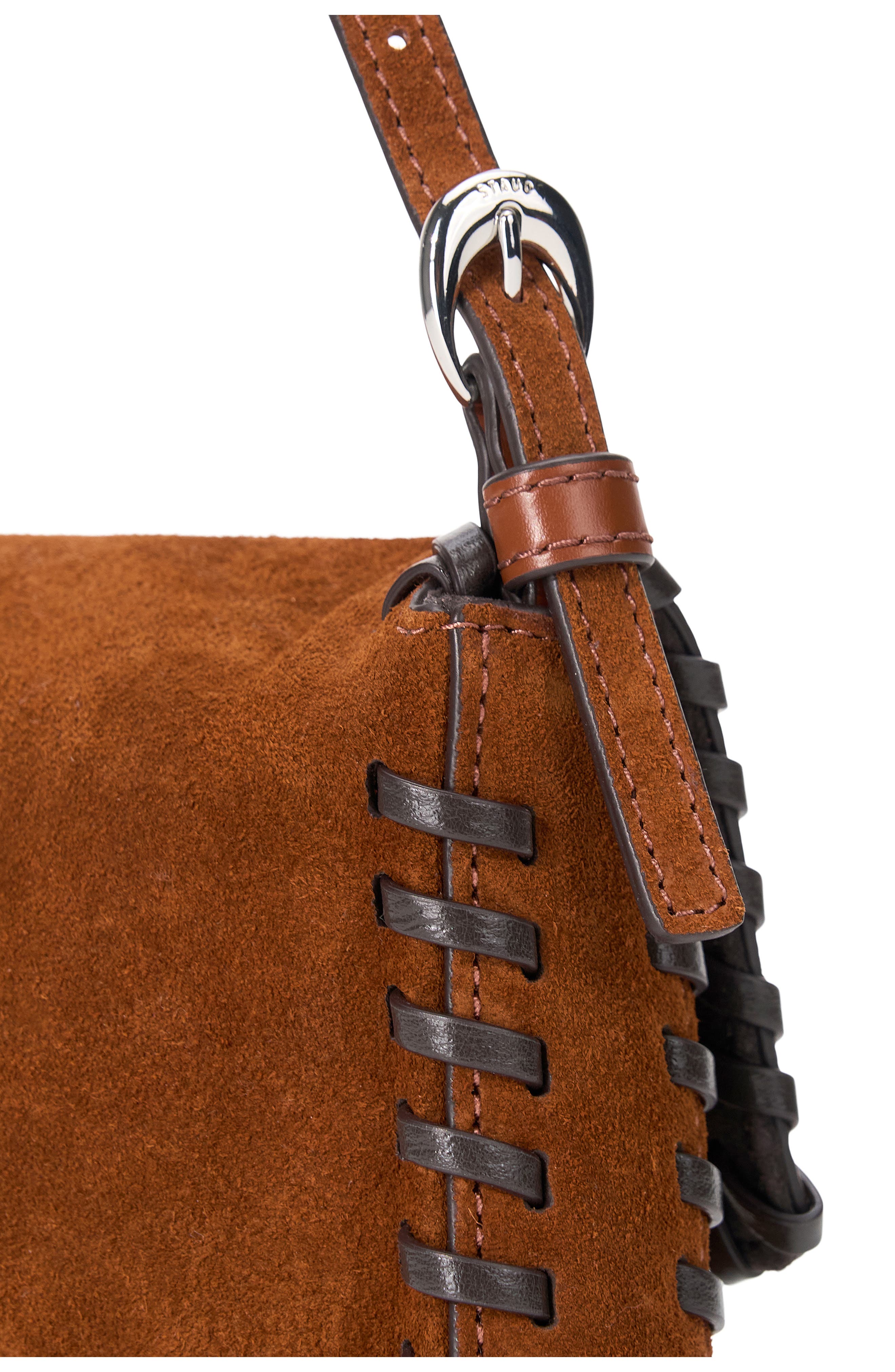 STAUD Harlow Suede Shoulder Bag, Alternate, color, Tabacco/ Espresso