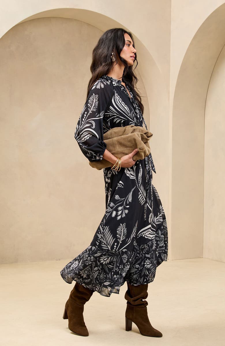 Lipsy Balloon Sleeves Maxi Dress, Alternate, color, Black