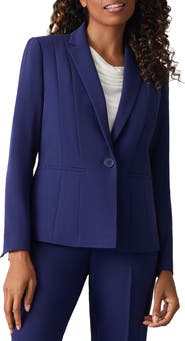 KASPER Stretch Crepe One-Button Blazer