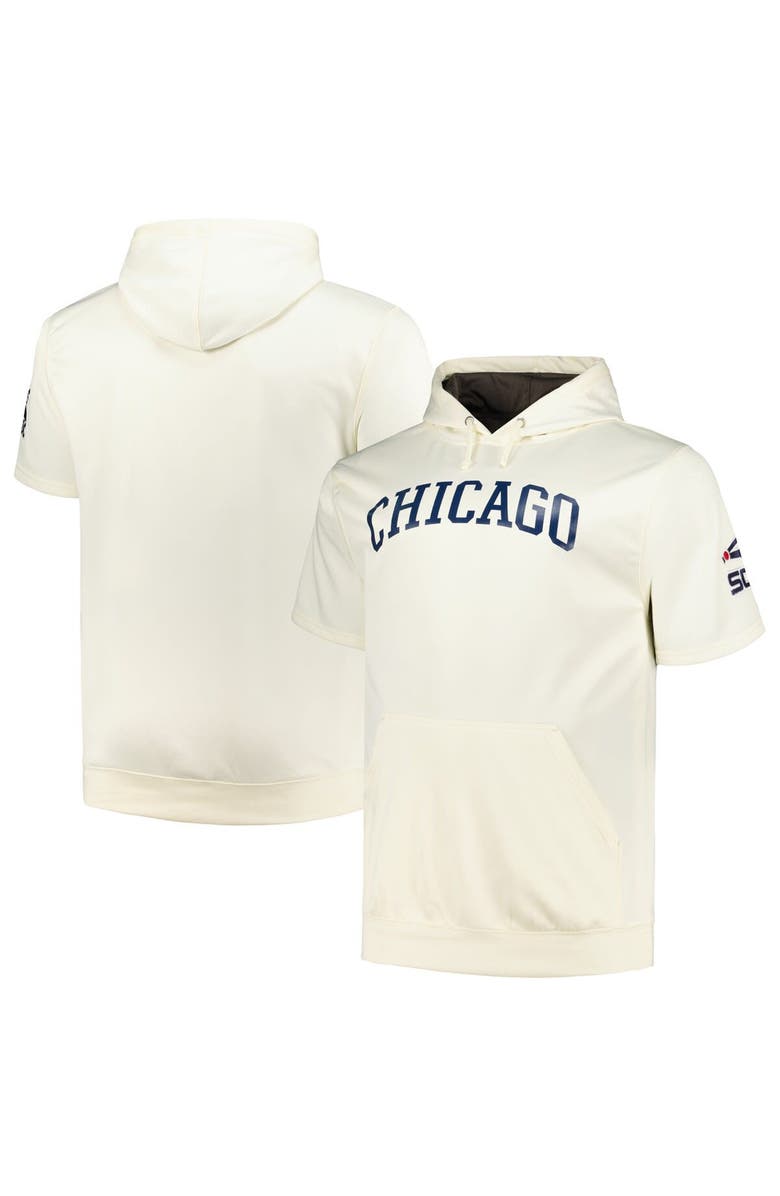 PROFILE Men's Profile Oatmeal Chicago White Sox Big & Tall Contrast Short Sleeve Pullover Hoodie, Main, color, Oatmeal