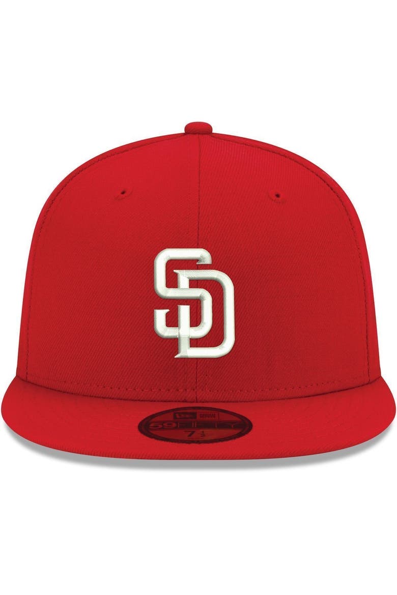 Men's New Era Red San Diego Padres White Logo 59FIFTY Fitted Hat, Alternate, color, Red