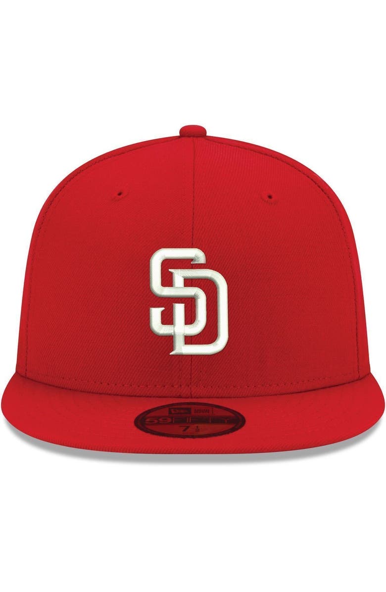 New Era Men's New Era Red San Diego Padres White Logo 59FIFTY Fitted Hat, Alternate, color, Red