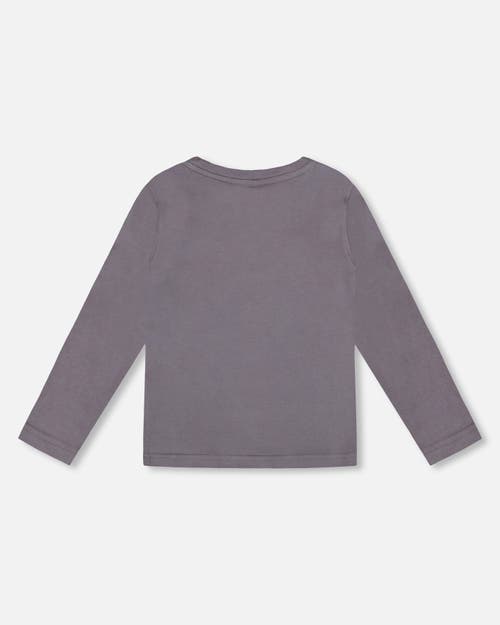 Deux Par Deux Long Sleeve Organic Cotton Jersey Tee In Gray
