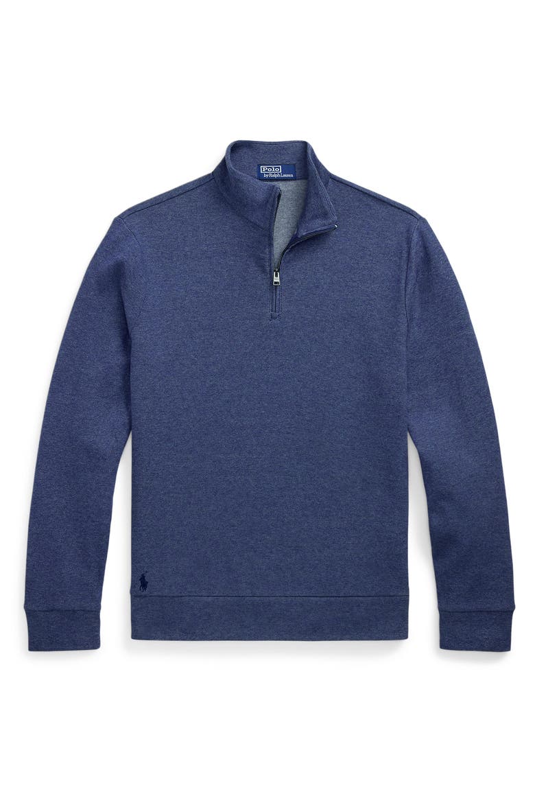 Textured Double Knit Quarter Zip Pullover, Alternate, color, SPRING NAVY HEATHER/ BLACKBOOT