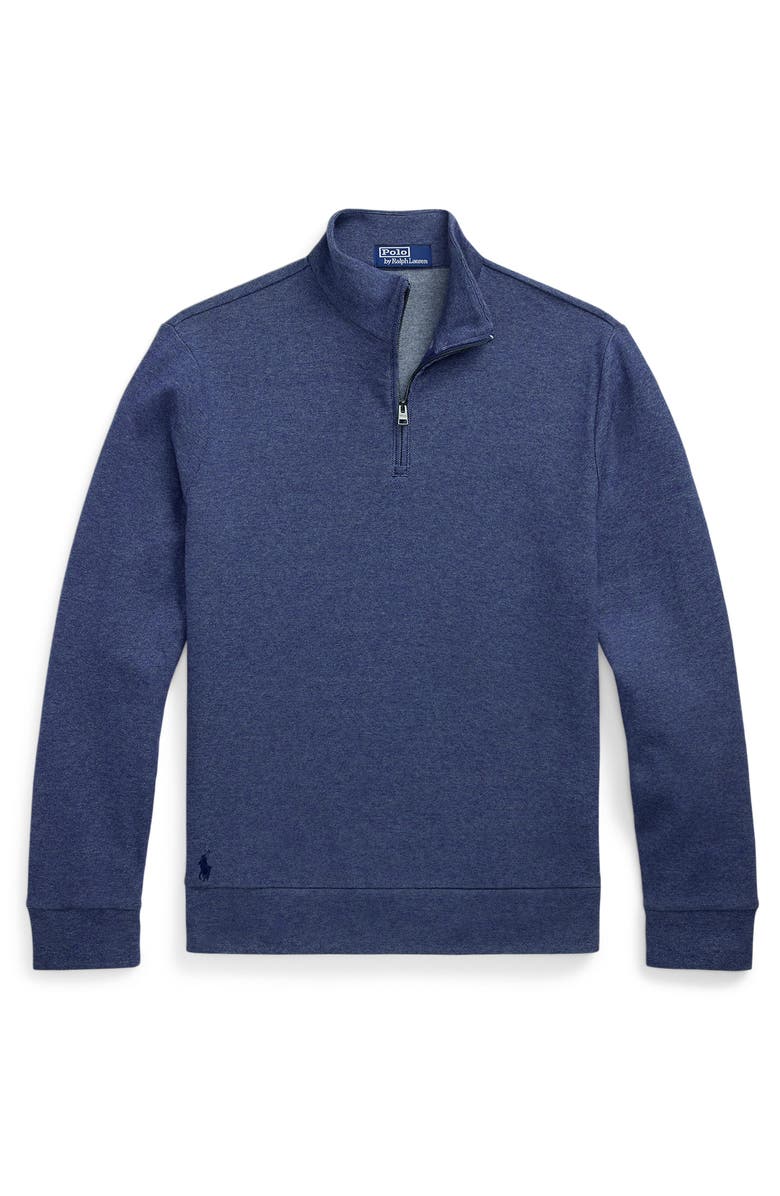 Polo Ralph Lauren Textured Double Knit Quarter Zip Pullover, Alternate, color, Spring Navy Heather/ Nevis
