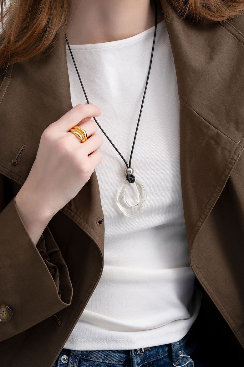 See Through Sphere Cord Necklace, Alternate, color, Silver