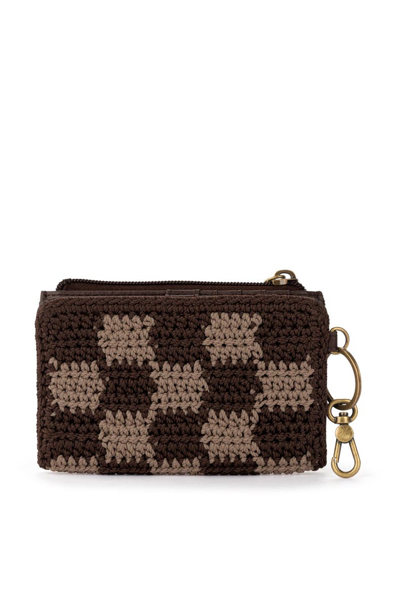 The Sak Encino Crochet Card Wallet, Alternate, color, Brown Check