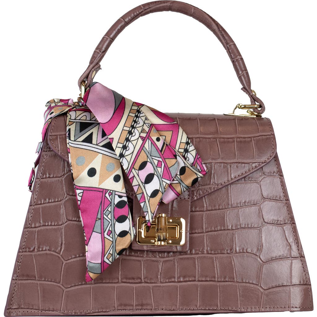 Persaman New York Marta Croc Embossed Satchel With Scarf