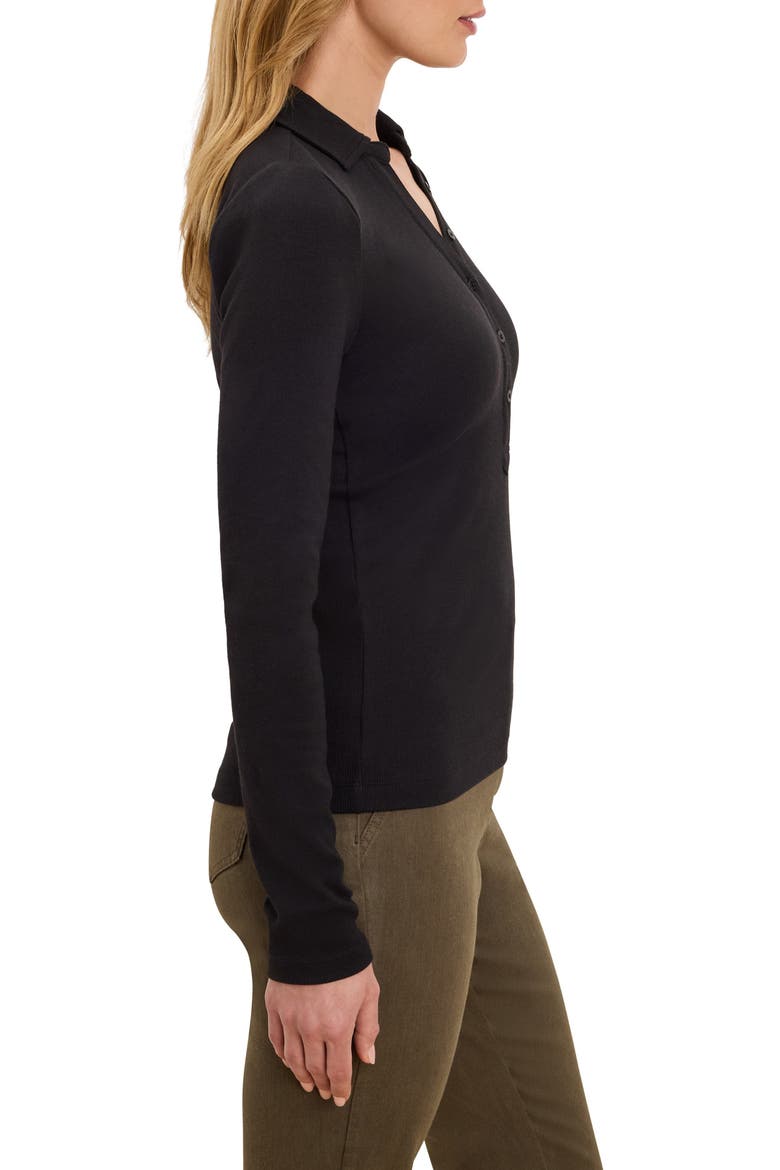 Perfect Rib Knit Long Sleeve Polo, Alternate, color, BLACK ONYX
