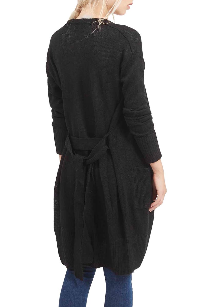 Topshop 'Lulu' Belted Longline Cardigan, Alternate, color,