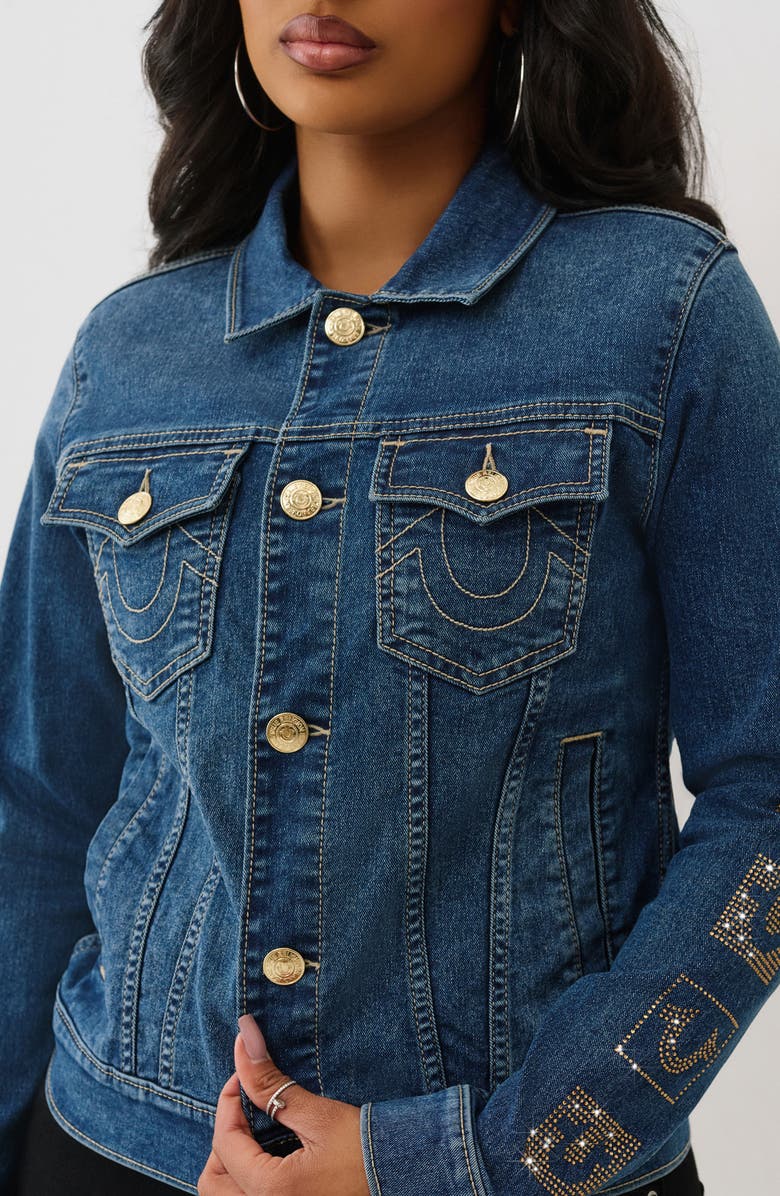 True Religion Jesse Slim Denim Jacket, Alternate, color, Medium Rustic Barn Wash