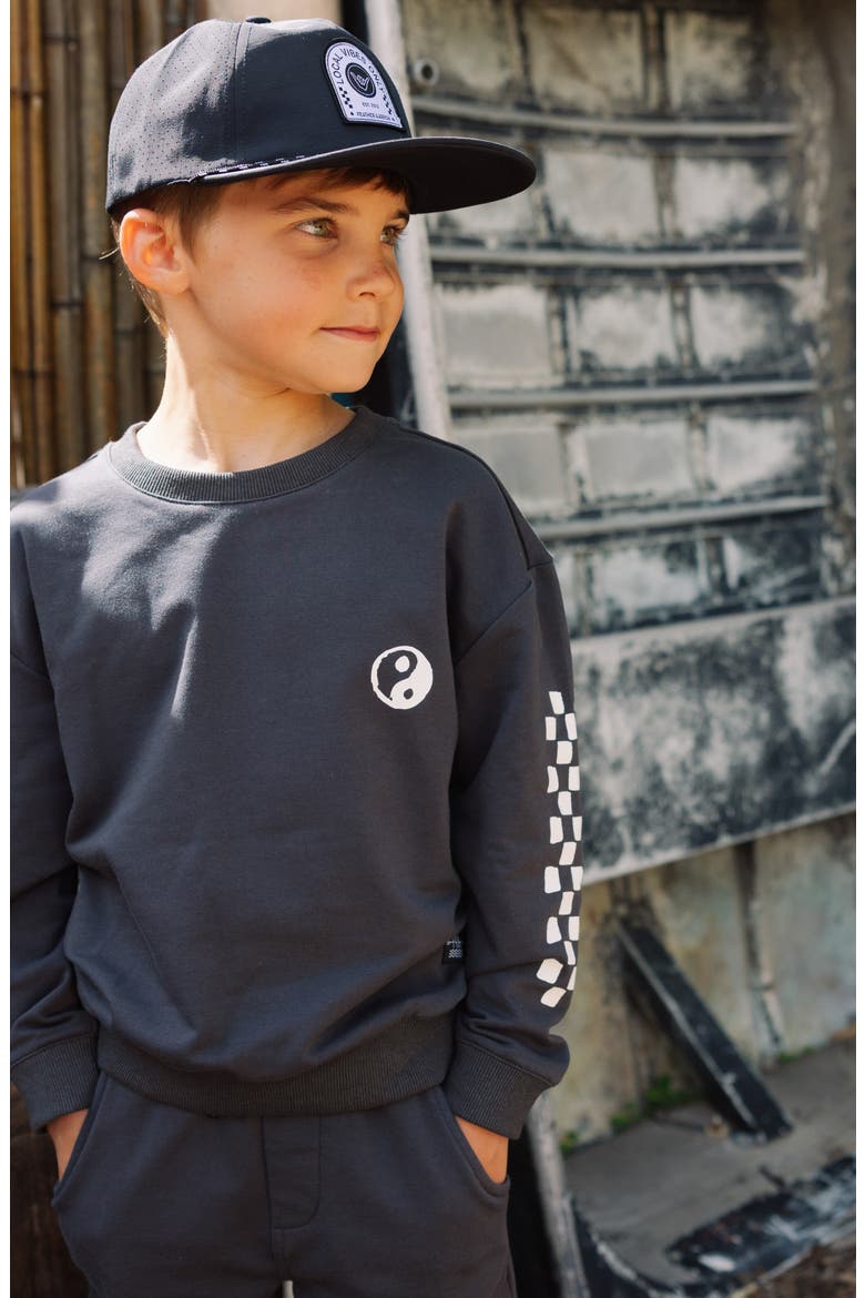 Kids' Ryder Checkerboard Graphic Sweatshirt, Alternate, color, BLACK SAND