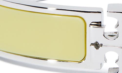 Tory Burch Kira Enamel Hinge Bracelet In Tory Silver/lemon Zest