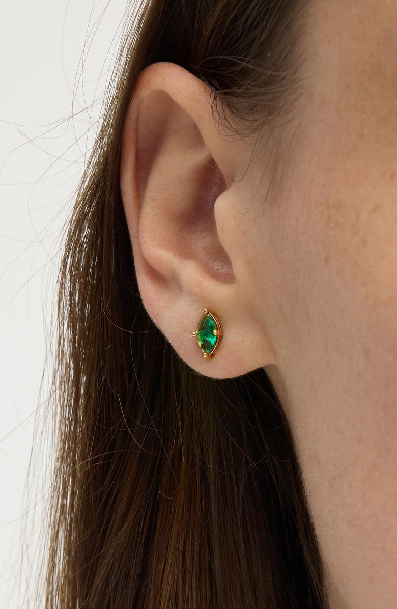 Kate Spade New York marquise cut solitaire stud earrings, Alternate, color, Emerald.