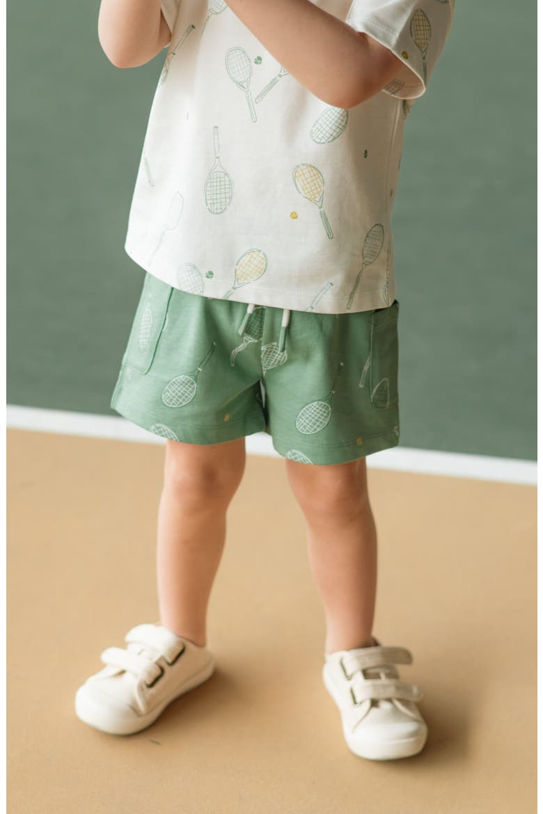 Kids' Tennis Organic Cotton Shorts, Alternate, color, DOUBLES GREEN
