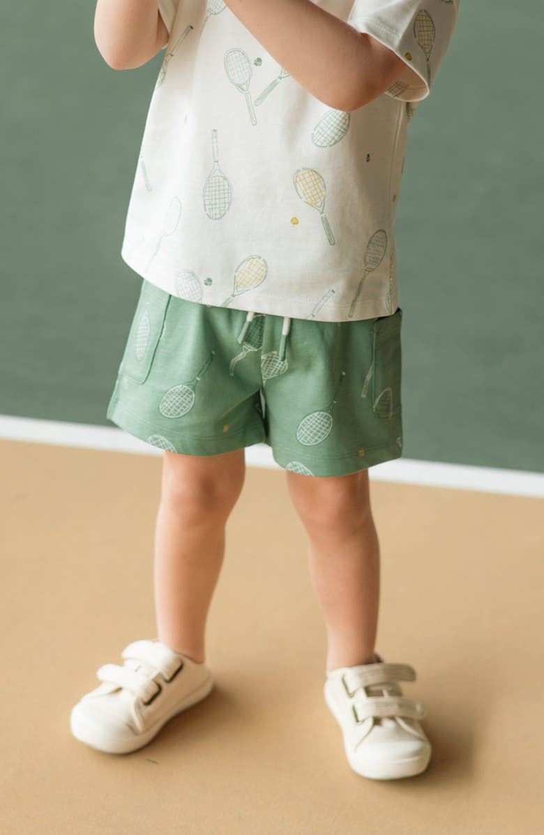 Pehr Kids' Tennis Organic Cotton Shorts, Alternate, color, Doubles Green