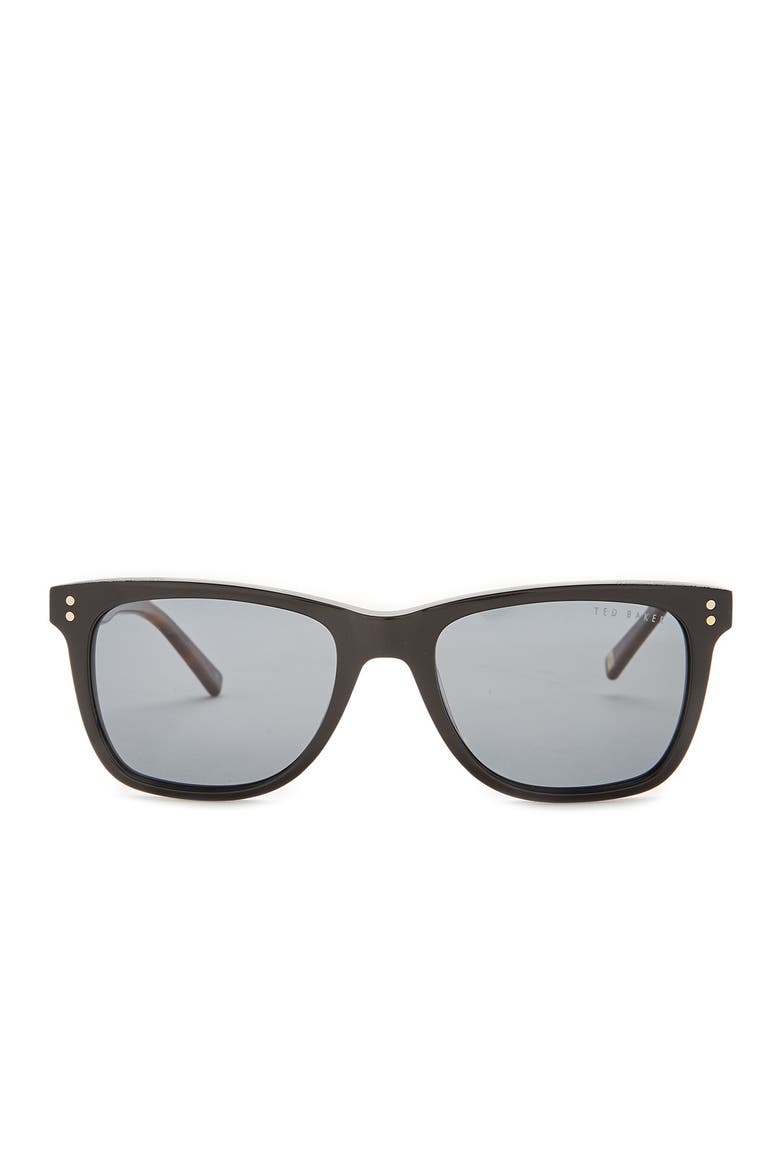 53mm Polarized Acetate Frame Square Sunglasses, Alternate, color, BLACK