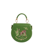Fable England Fawn & Snail Embroidered Top Handle Saddle Purse