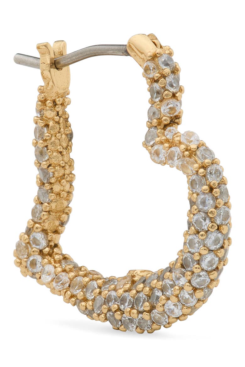 amour pavé heart huggie hoop earrings, Alternate, color, CLEAR/ GOLD