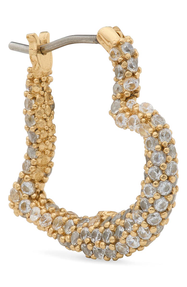 Kate Spade New York amour pavé heart huggie hoop earrings, Alternate, color, Clear/ Gold