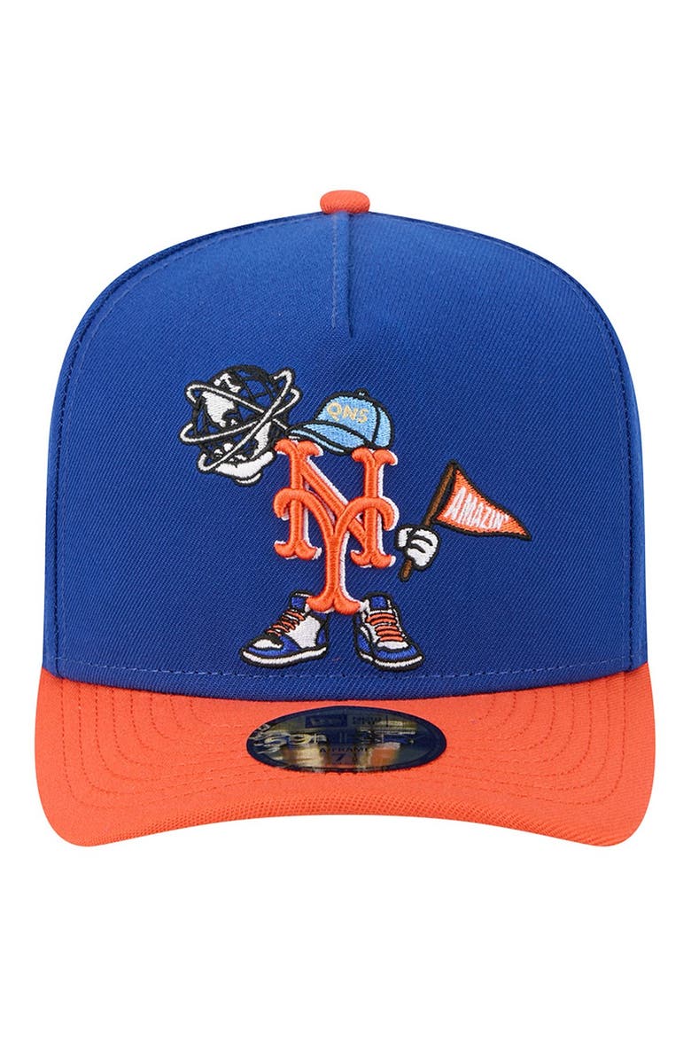 Men's New Era Blue/Orange New York Mets Cartoon A-Frame 59FIFTY Fitted Hat, Alternate, color, Blue