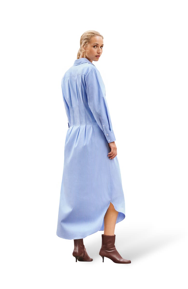 Ro&Zo Long Sleeve Stripe Shirt Midi Dress, Alternate, color, Blue