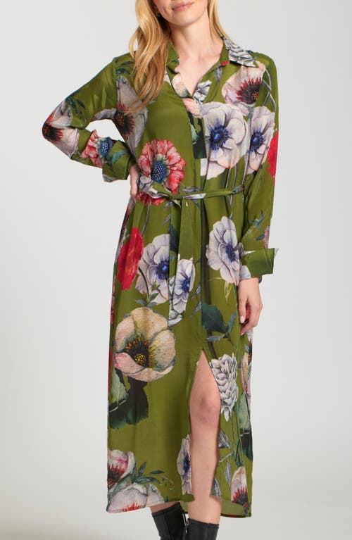 Apny Long Sleeve Shirtdress In Green