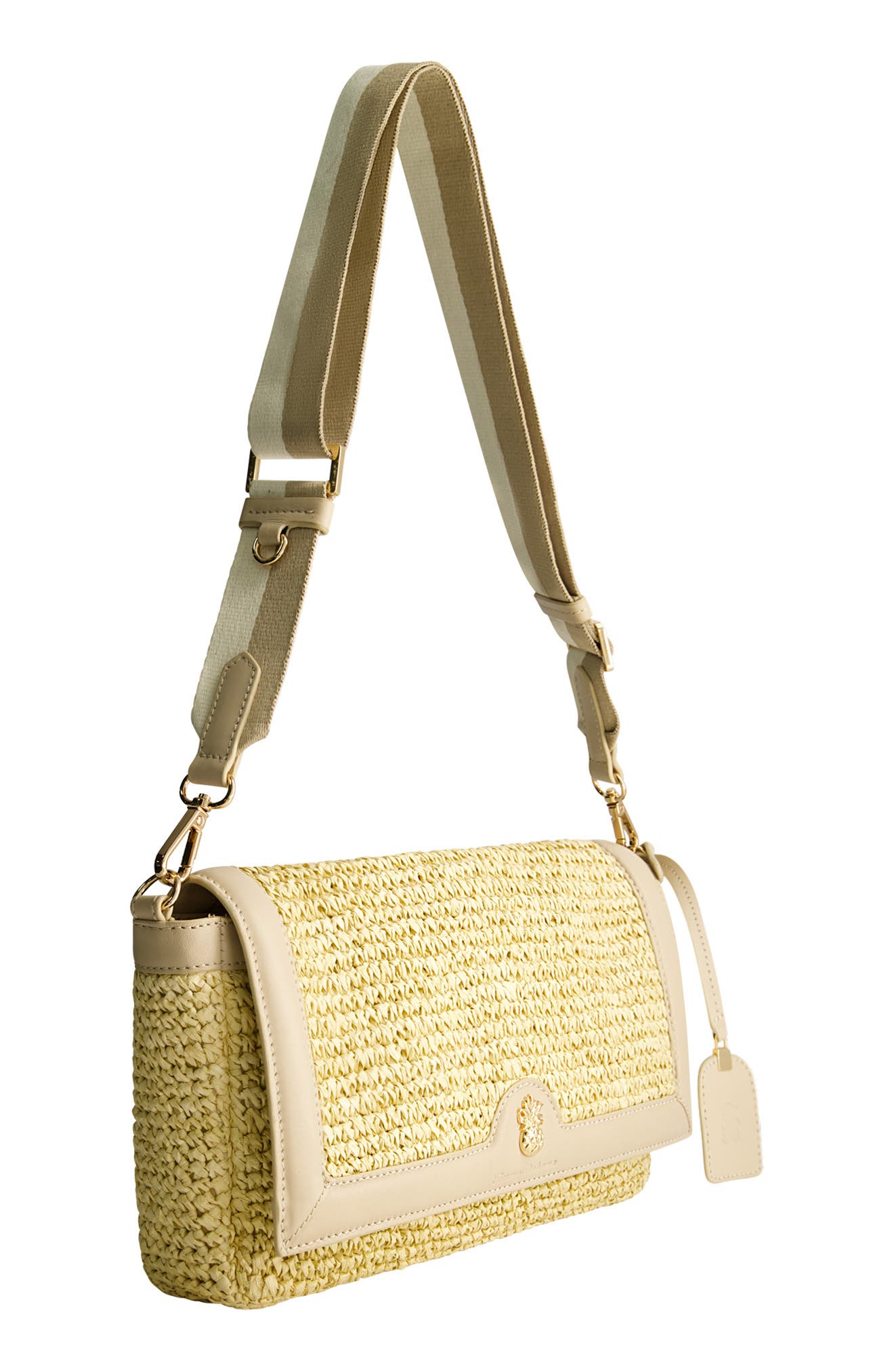 Soft Straw Long Flap Crossbody, Alternate, color, TAN