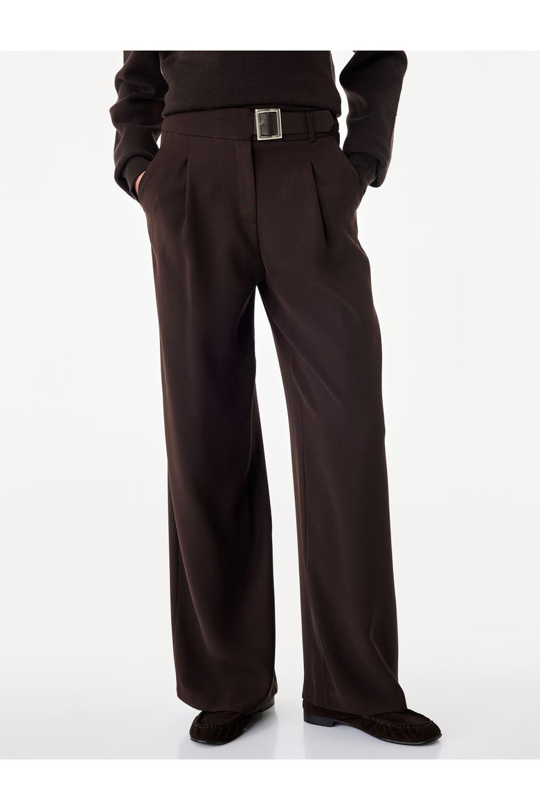 Belt Detail Wide Leg Trousers, Alternate, color, BROWN